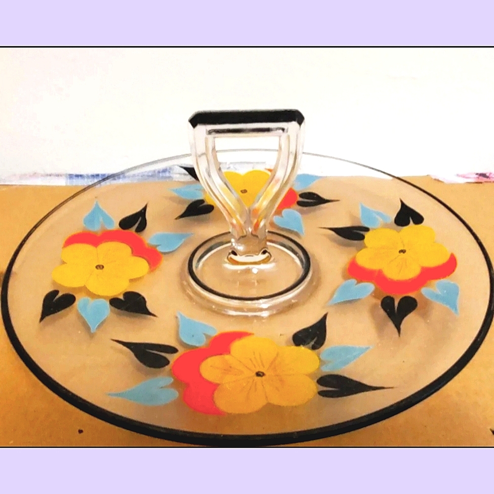 Vintage 40s/50s Hand Painted Hors d'oeuvre/Cake/Tidbit Plate